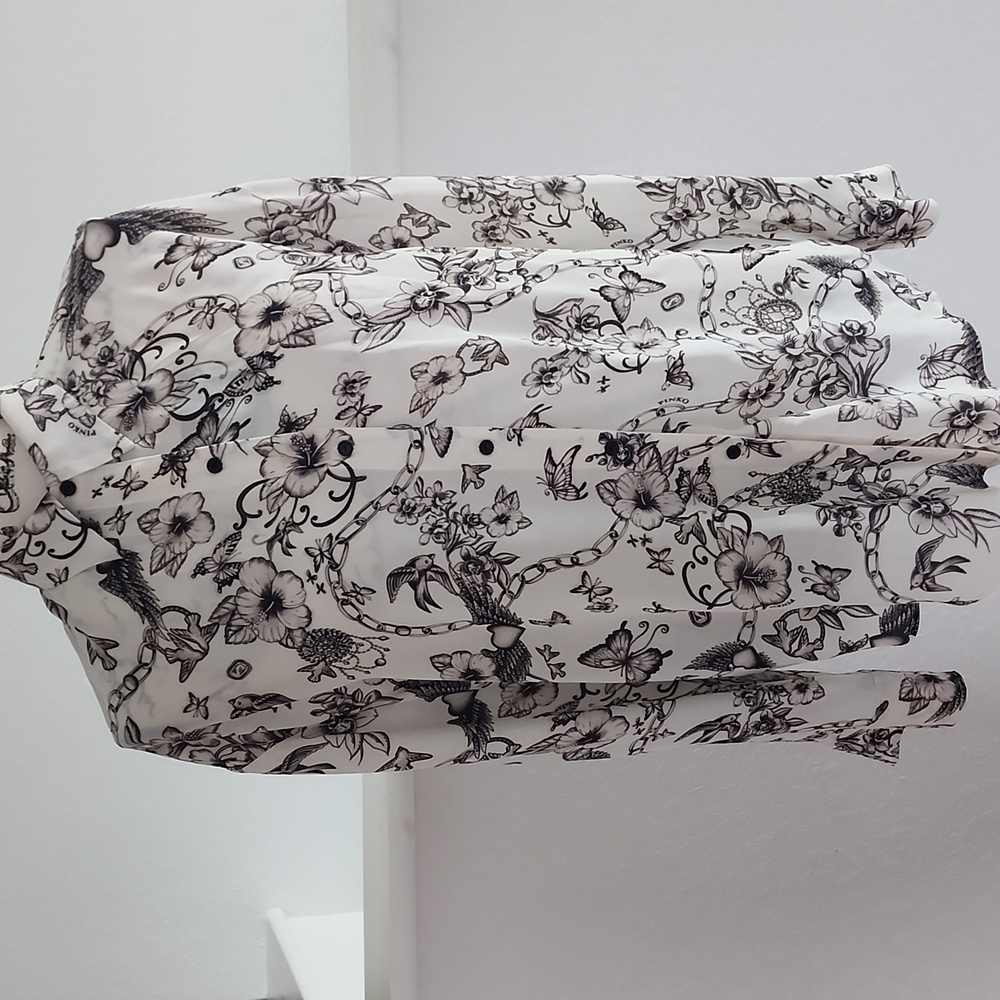 PINKO Corisha Tattoo Print Crepe Blouse - Picture 9 of 13